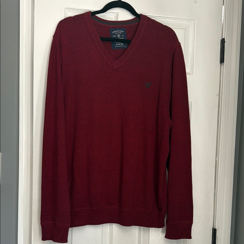 American Eagle Red V-Neck Sweater